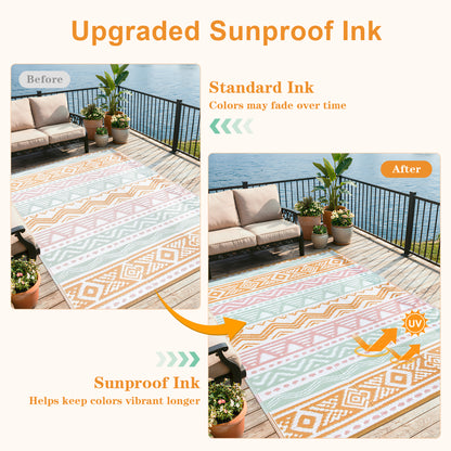 Moynesa Outdoor Rug Waterproof, Lightweight Plastic Straw Rug for Camping RV, Reversible Outside Carpet for Patio Deck Porch Balcony Picnic Tent