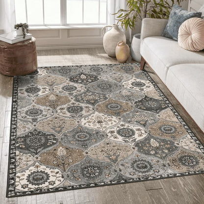 Moynesa Area Rug for Living Room Indoor Non-Slip Moroccan Trellis Washable Mat Large Oriental Accent Throw Rug for Kitchen Entryway Bathroom Bedroom Office Carpet