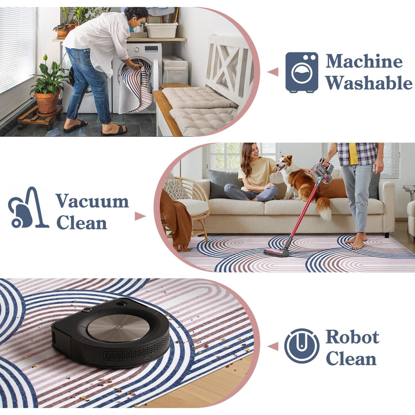 RUG ROBOT Bunny Entryway Rugs Whimsical Woodland Washable Small Area Rugs for Bedroom Soft Throw Rug for Bathroom Kitchen Nursery Non Slip Doormat