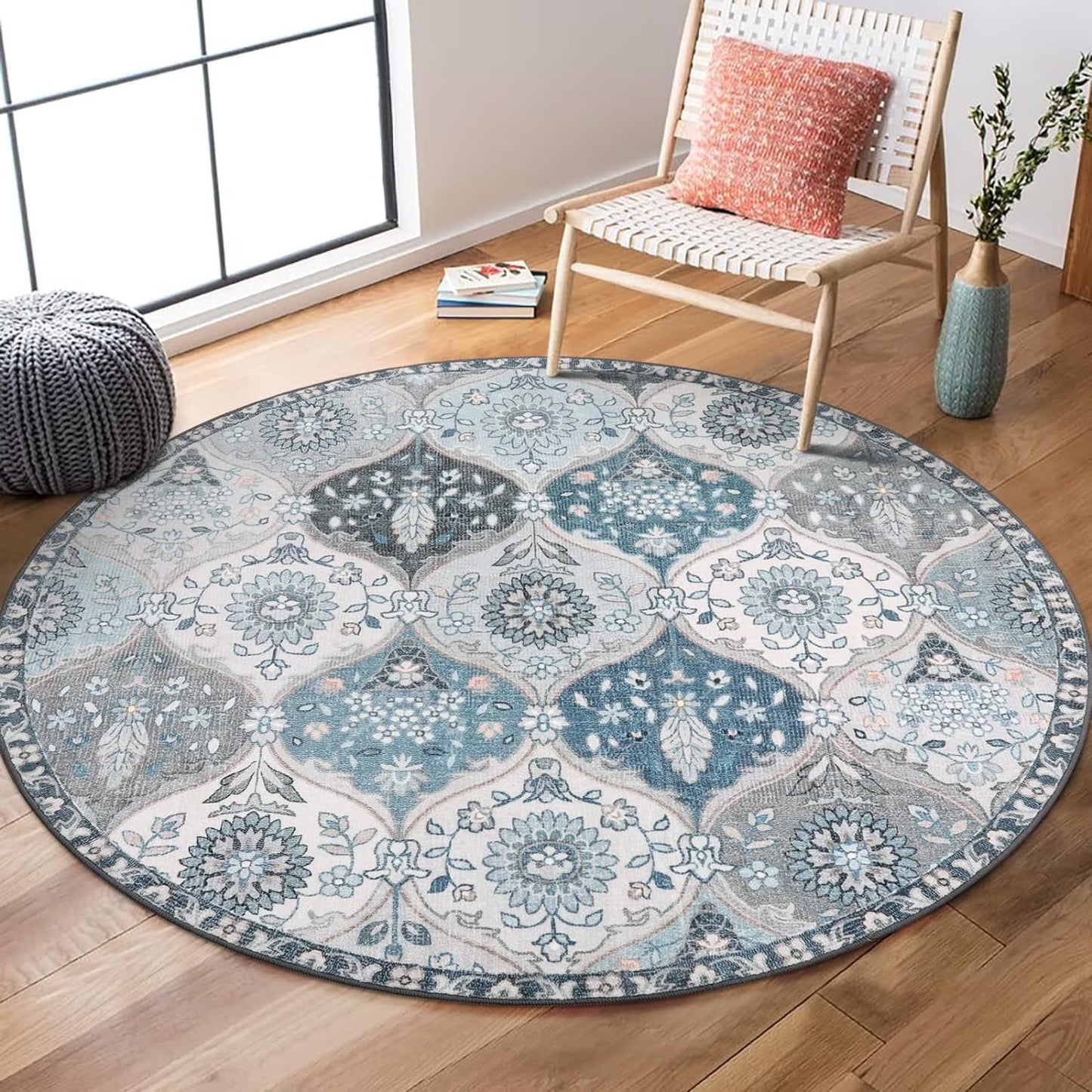 Moynesa Area Rug for Living Room Indoor Non-Slip Moroccan Trellis Washable Mat Large Oriental Accent Throw Rug for Kitchen Entryway Bathroom Bedroom Office Carpet
