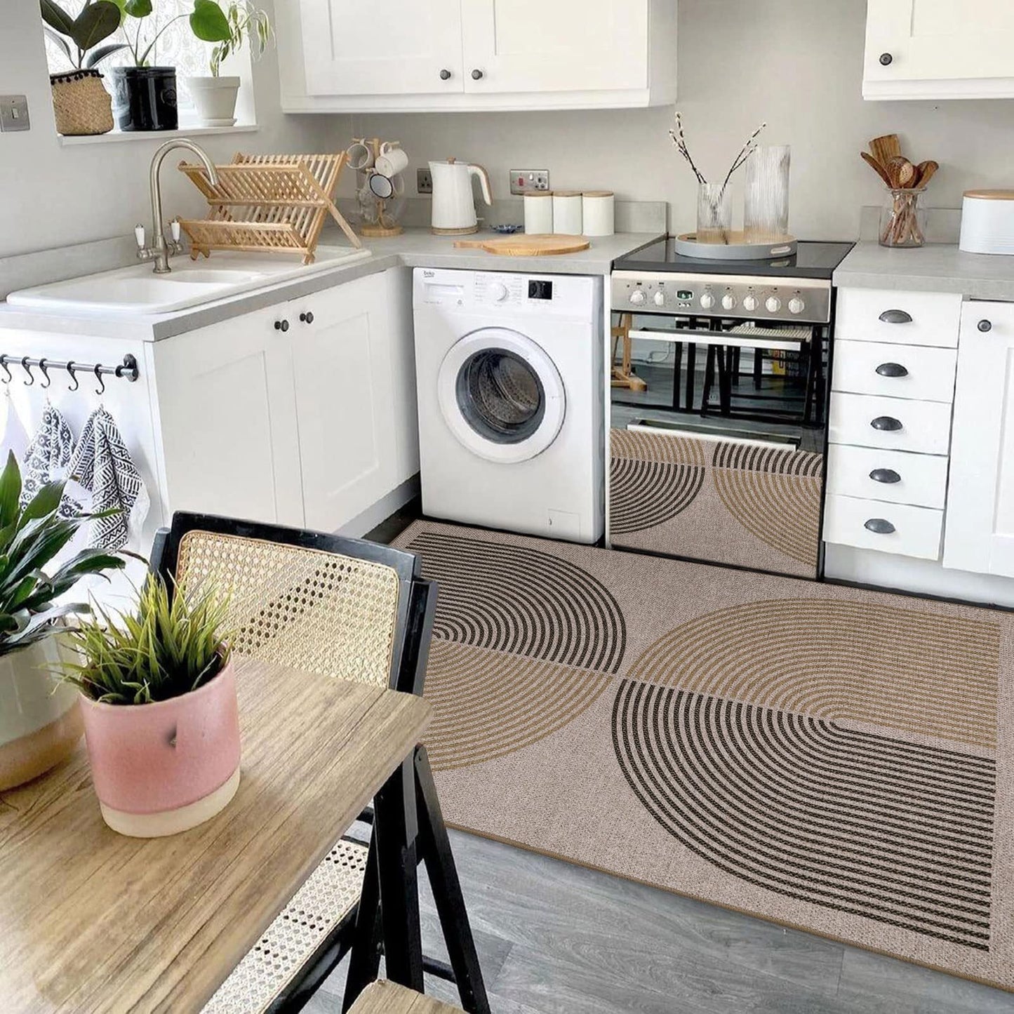 RUG ROBOT Modern Rainbow Easy Jute Rug, 4'x6' Patio Rug Washable Rugs for Entryway Farmhouse Area Rug, Non Slip Indoor Door Mat Contemporary Throw Rug for Laundry Guestroom Room Patio Decor