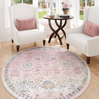 Wonnitar Boho Area Rug, Rugs for Bedroom Large Living Room Area Rugs Soft Floral Playroom Rug, Washable Rugs Non Slip Pastel Rug for Bedroom Living Room Carpet