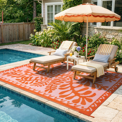 Wonnitar Outdoor Rug Patio Waterproof,Reversible Camping Rugs Plastic Straw Rv Rugs for Outside Under Awning,Portable Lightweight Carpet for Backyard