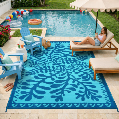 Wonnitar Outdoor Rug Patio Waterproof,Reversible Camping Rugs Plastic Straw Rv Rugs for Outside Under Awning,Portable Lightweight Carpet for Backyard