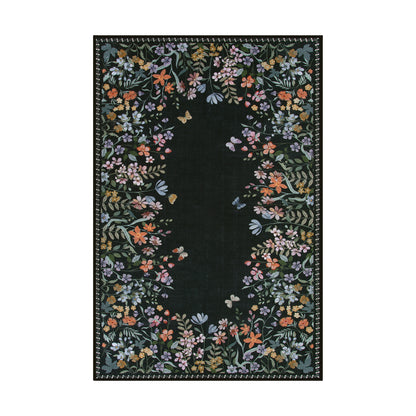 Wonnitar Floral Washable Rug, Rugs for Bedroom, Soft Low Pile Living Room Area Rug, Non-Slip Throw Carpet for Nursery Playroom