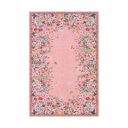 Wonnitar Floral Washable Rug, Rugs for Bedroom, Soft Low Pile Living Room Area Rug, Non-Slip Throw Carpet for Nursery Playroom