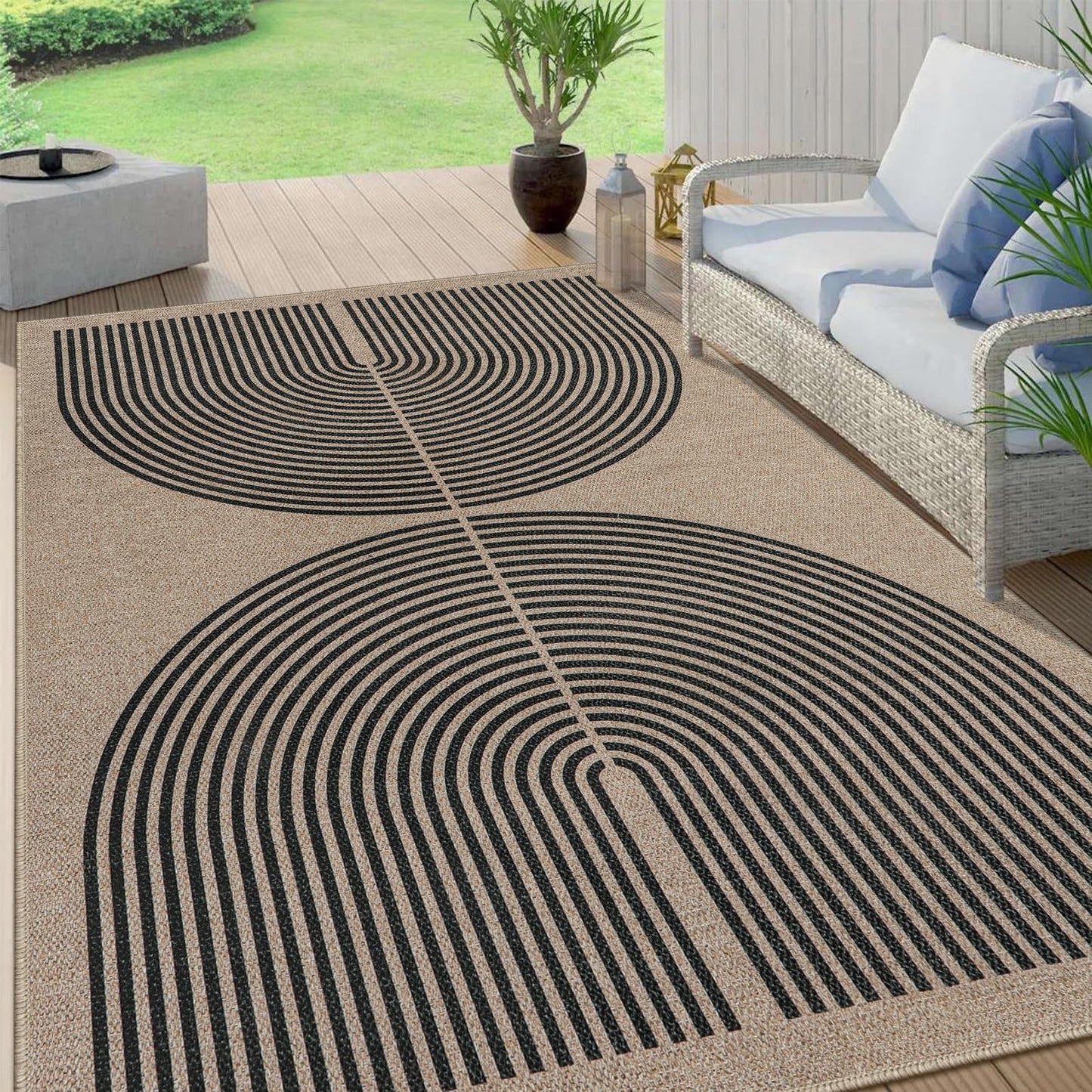 RUG ROBOT Modern Rainbow Easy Jute Rug, Patio Rug Washable Rugs for Entryway Farmhouse Area Rug, Non Slip Indoor Door Mat Contemporary Throw Rug for Laundry Guestroom Room Patio Decor