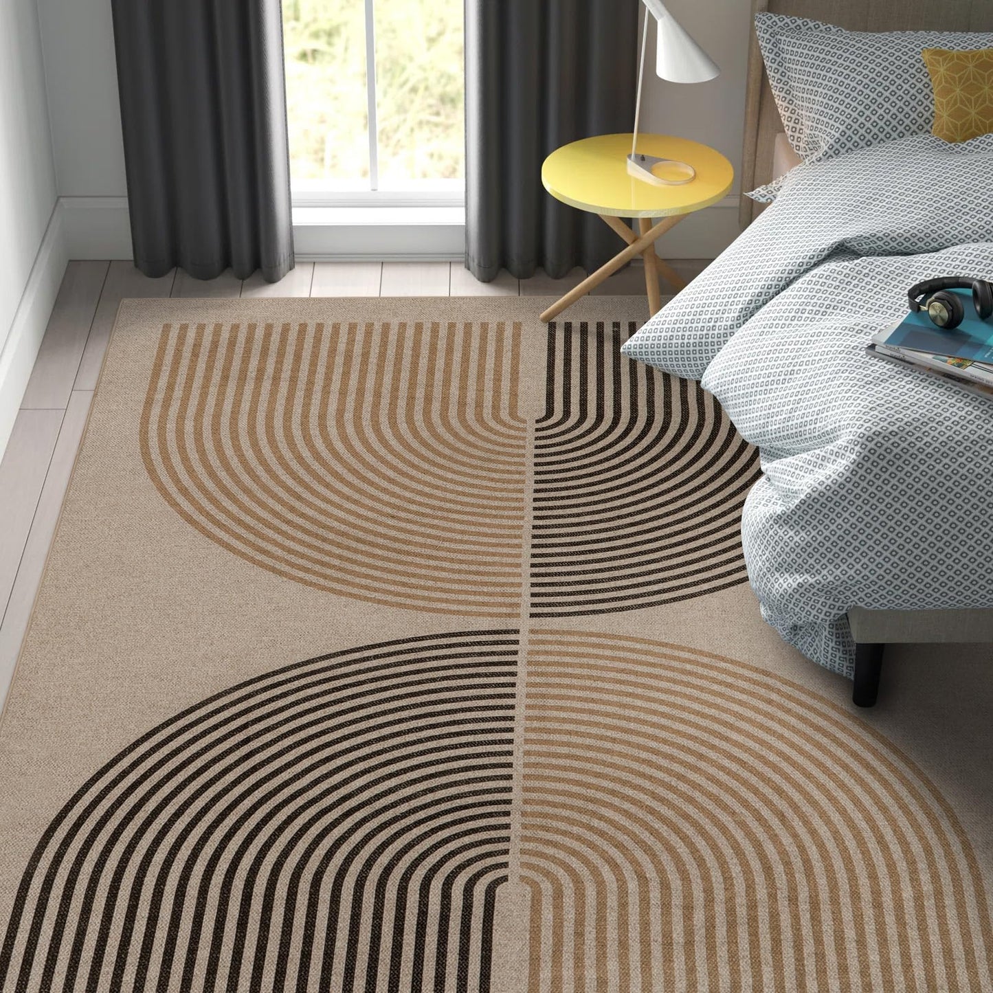 RUG ROBOT Modern Rainbow Easy Jute Rug, Patio Rug Washable Rugs for Entryway Farmhouse Area Rug, Non Slip Indoor Door Mat Contemporary Throw Rug for Laundry Guestroom Room Patio Decor