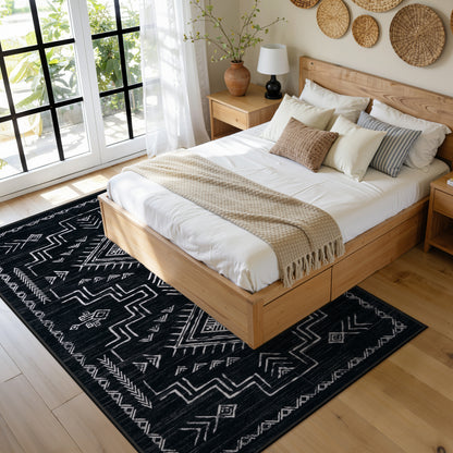 Lahome Moroccan Washable Area Rug - Western & Aztec Tribal Design, Soft Non-Slip Stain Resistant Carpet for Living Room, Bedroom, Dining Room, and Office