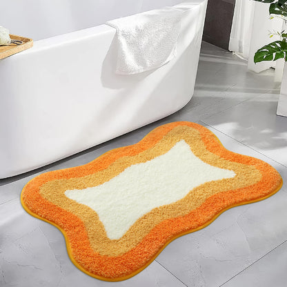 HAOCOO Washable Irregular Shape Bathroom Rugs, 18x25 inch Soft Non Slip Gradient Small Bath Mat, Microfiber Absorbent Bathroom Floor Mats Shower Rug for Bathroom Door Mat Sink Tub Shower