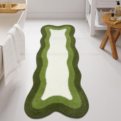 HAOCOO Washable Irregular Shape Bathroom Rugs, 18x25 inch Soft Non Slip Gradient Small Bath Mat, Microfiber Absorbent Bathroom Floor Mats Shower Rug for Bathroom Door Mat Sink Tub Shower