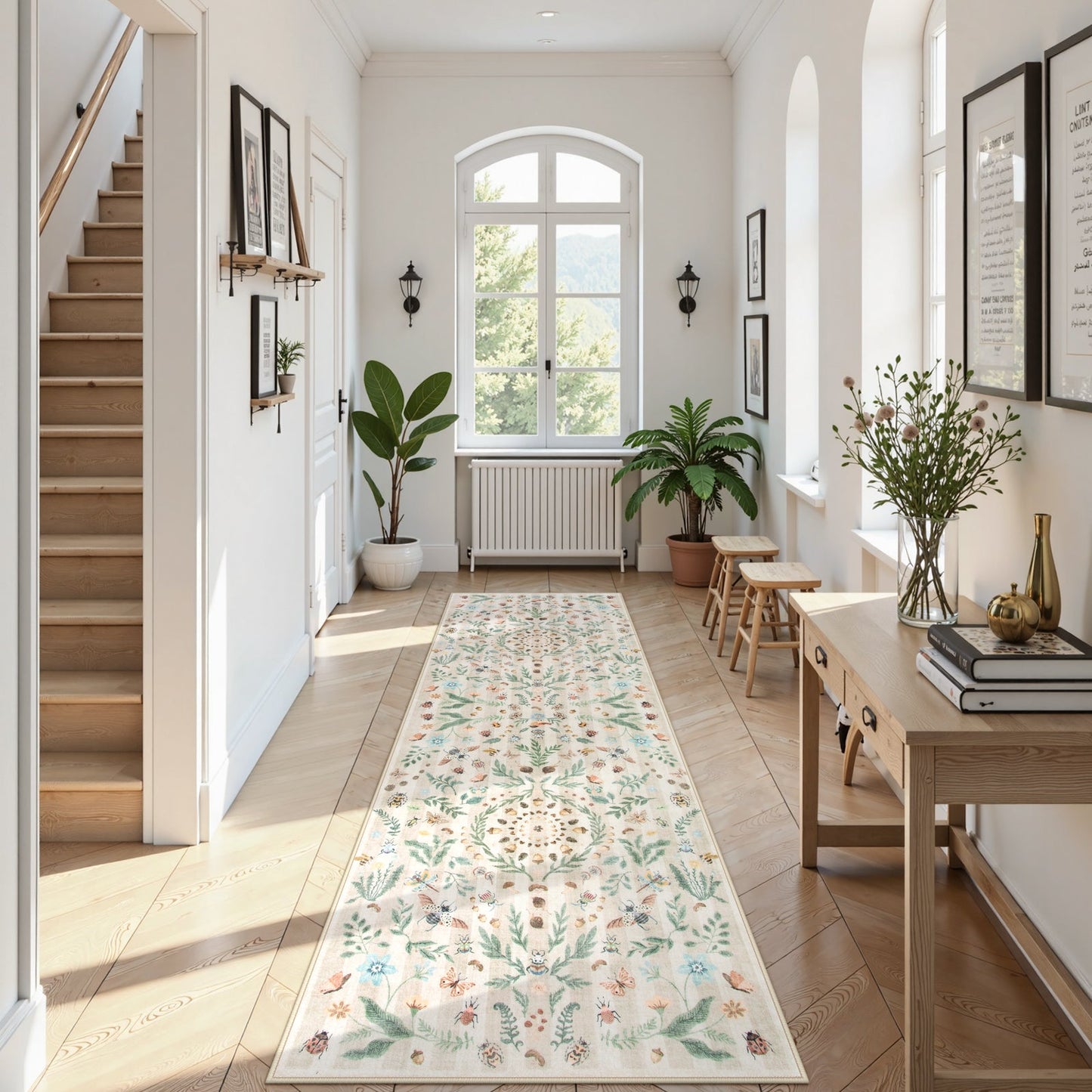 Lahome Decor Insect Botanical Washable Rugs for Bedroom, Soft Rug for Entryway, Kitchen Rugs Non Slip Washable, Boho Floral Indoor Throw Carpet for Bathroom Laundry Living Room Walmart Walmart