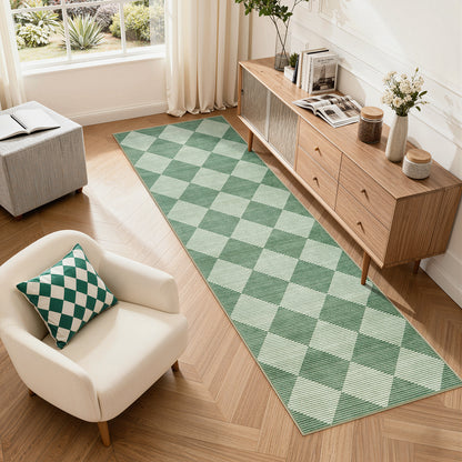 SUNDEREY Easy Jute Area Rugs for Entryway, Washable Non-Slip Modern Rugs for Living Room, Farmhouse Diamond Checkered Rug, Moroccan Soft Low Pile Carpet for Bedroom Office Dining Room