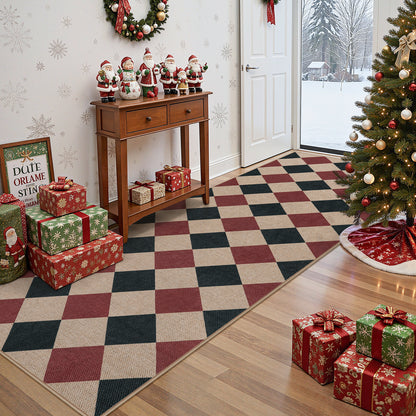 SUNDEREY Modern Geometric Area Rug, Washable Bedroom Rug,Checkerboard Indoor Outdoor Carpet, Farmhouse Checkered Non Slip Carpet for Office Couch Entrance Kitchen