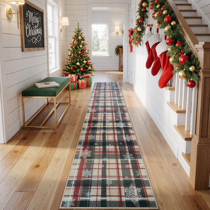 Lahome Christmas Rug,Area Rugs, Rugs for Living Room, Non-Slip Washable Rugs Stain Resistant Checkered Rug Xmas Holiday Throw Rug for ‎Dining Room Office