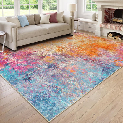 Moynesa Modern Abstract Round Rug,Gray Kitchen Rugs Soft Bedroom Circle Rugs Washable Living Room Mat, Contemporary Large Indoor Office Carpet for Mudroom Kitchen Apartment Basement