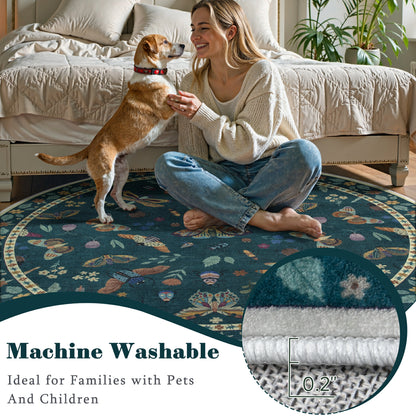 Moynesa Insect Area Rugs Washable Rug for Living Room Soft Natural Bedroom Rug Bug Accent Carpet for Dining Room Nursery Office Stain Resistant Non Slip