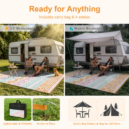 Moynesa Outdoor Rug Waterproof, Lightweight Plastic Straw Rug for Camping RV, Reversible Outside Carpet for Patio Deck Porch Balcony Picnic Tent