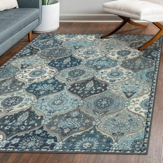 Moynesa Area Rug for Living Room Indoor Non-Slip Moroccan Trellis Washable Mat Large Oriental Accent Throw Rug for Kitchen Entryway Bathroom Bedroom Office Carpet