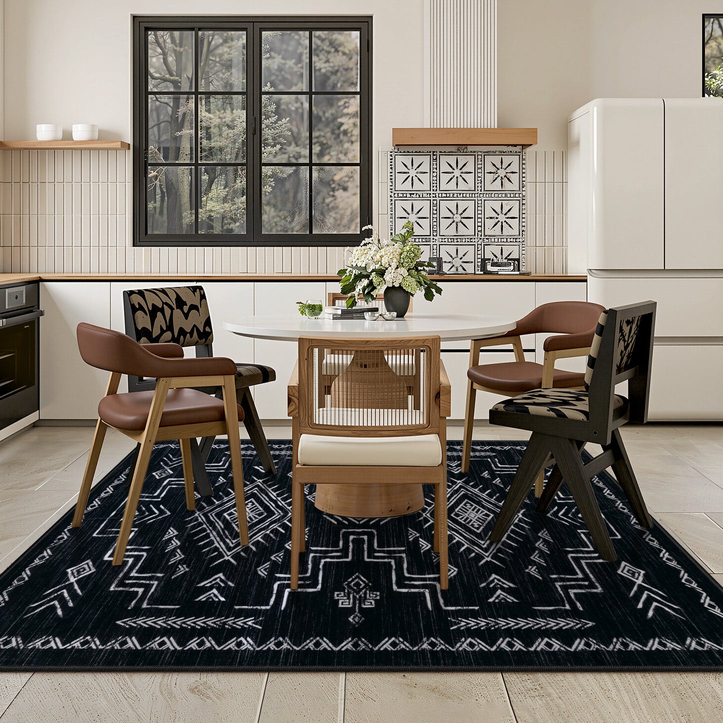 Lahome Moroccan Washable Area Rug - Western & Aztec Tribal Design, Soft Non-Slip Stain Resistant Carpet for Living Room, Bedroom, Dining Room, and Office