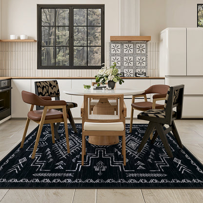Lahome Moroccan Washable Area Rug - Western & Aztec Tribal Design, Soft Non-Slip Stain Resistant Carpet for Living Room, Bedroom, Dining Room, and Office