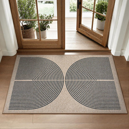 RUG ROBOT Easy Jute Rug, Washable Non Slip Area Rugs for Living Room, Modern Rainbow Indoor Outdoor Rugs, Farmhouse Carpet Natural Rug for Dining Room Bedroom Deck Porch