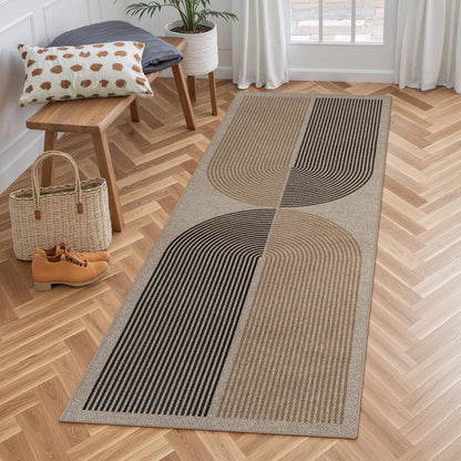 RUG ROBOT Easy Jute Rug, Washable Non Slip Area Rugs for Living Room, Modern Rainbow Indoor Outdoor Rugs, Farmhouse Carpet Natural Rug for Dining Room Bedroom Deck Porch