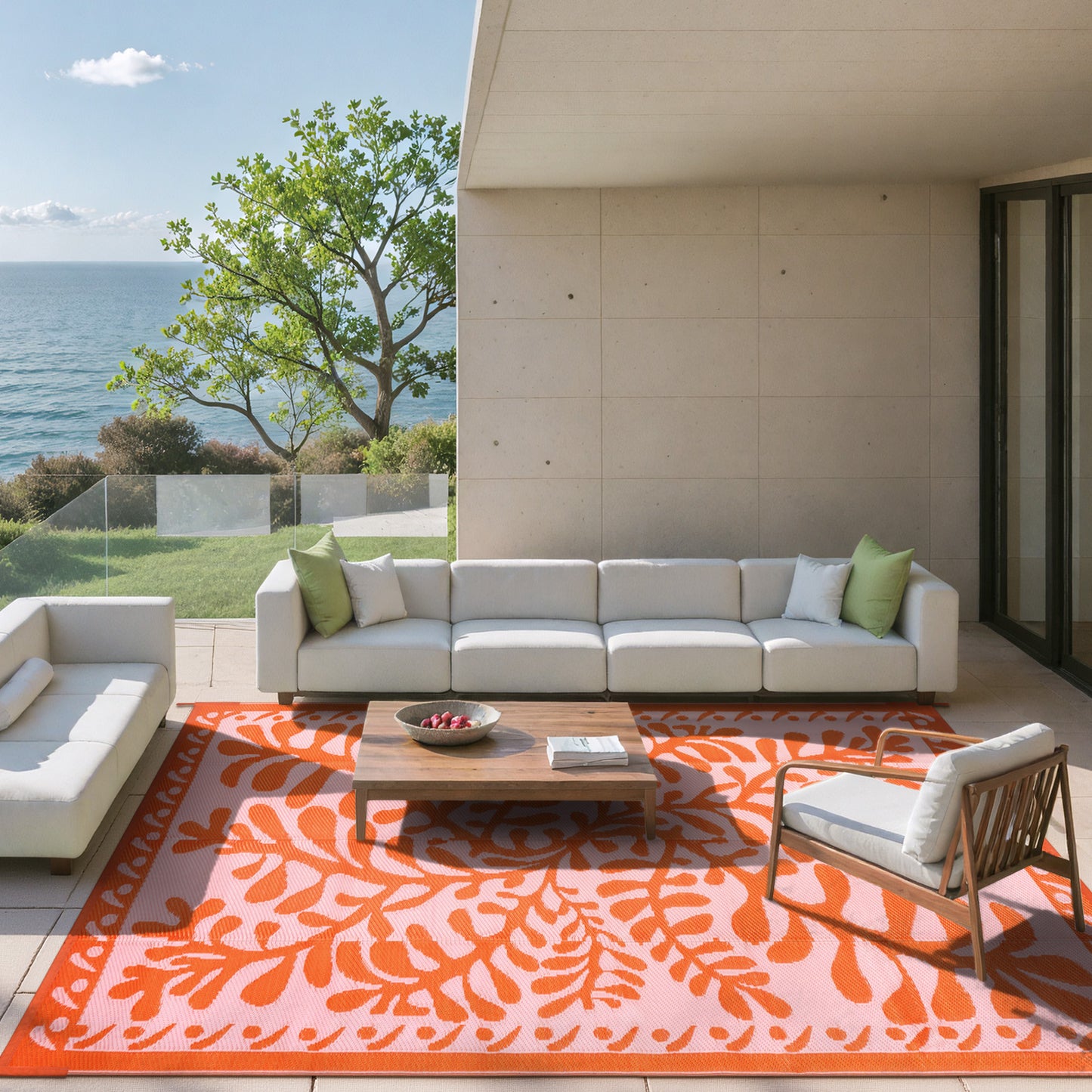 SUNDEREY Outdoor Rug, Waterproof Reversible Plastic Straw Mat for Patio, RV & Camping - Lightweight Carpet for Deck, Balcony & Backyard