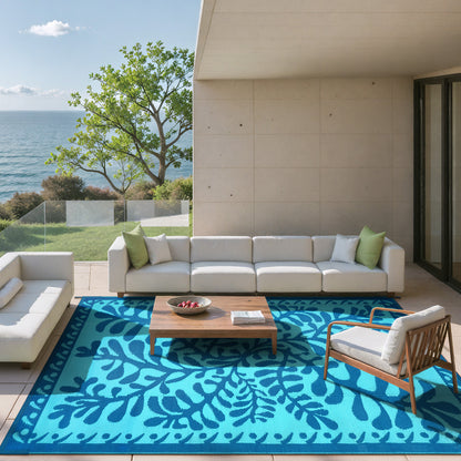 SUNDEREY Outdoor Rug, Waterproof Reversible Plastic Straw Mat for Patio, RV & Camping - Lightweight Carpet for Deck, Balcony & Backyard