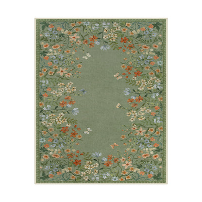 Wonnitar Floral Washable Rug, Rugs for Bedroom, Soft Low Pile Living Room Area Rug, Non-Slip Throw Carpet for Nursery Playroom
