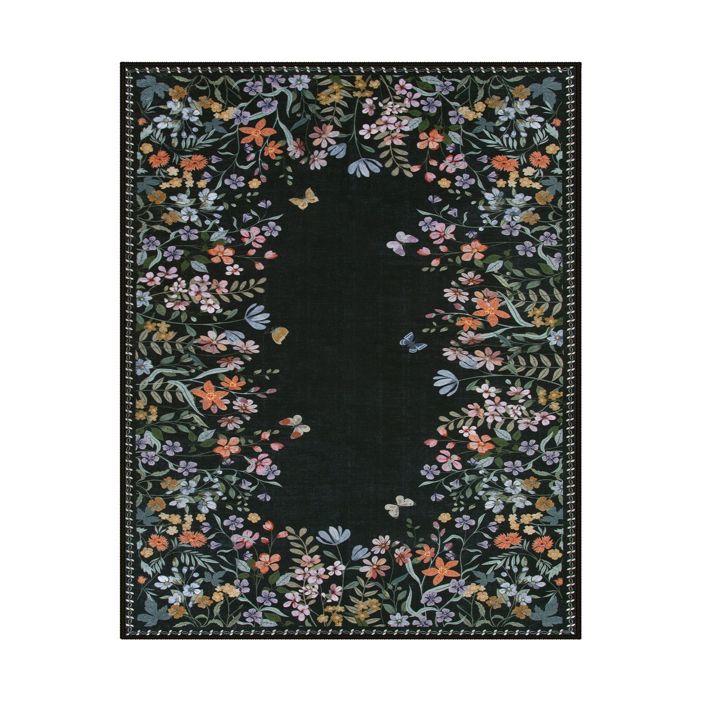 Wonnitar Floral Washable Rug, Rugs for Bedroom, Soft Low Pile Living Room Area Rug, Non-Slip Throw Carpet for Nursery Playroom
