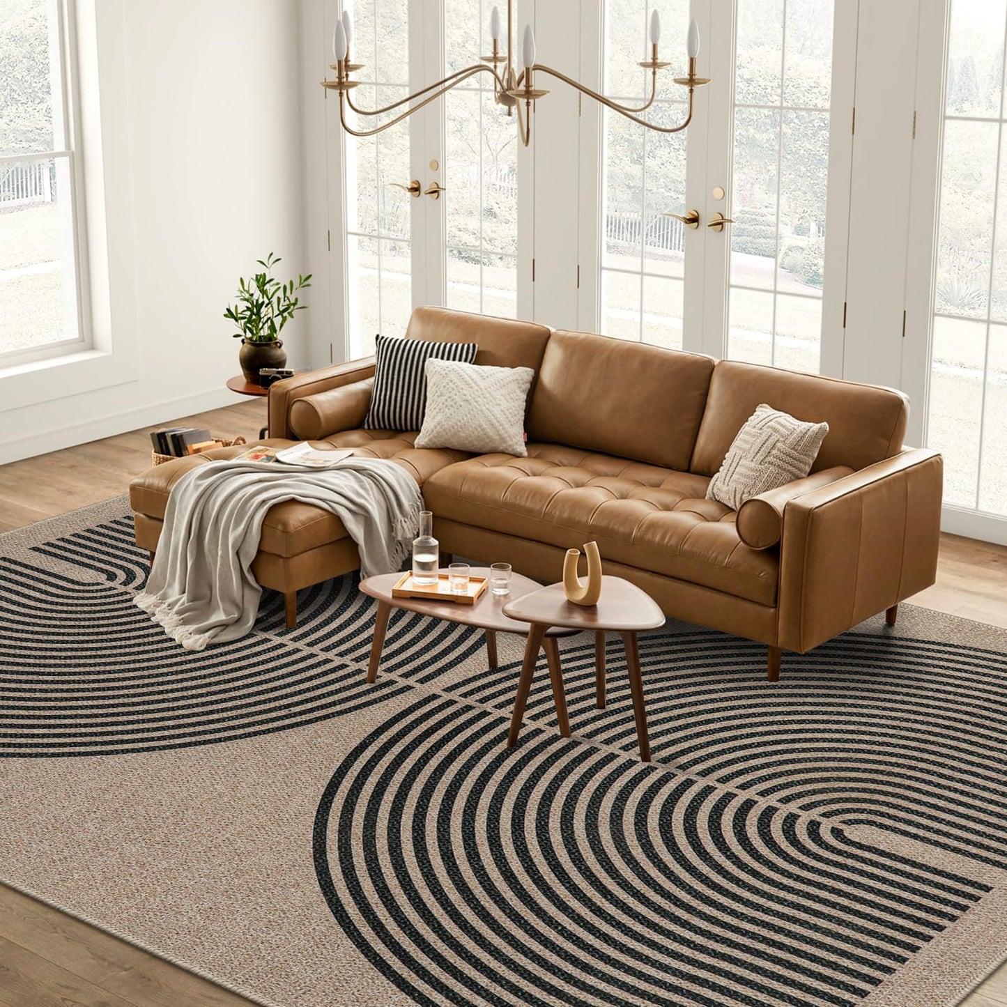 RUG ROBOT Modern Rainbow Easy Jute Rug, Patio Rug Washable Rugs for Entryway Farmhouse Area Rug, Non Slip Indoor Door Mat Contemporary Throw Rug for Laundry Guestroom Room Patio Decor