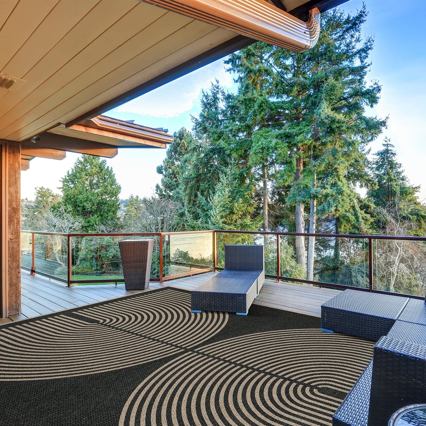 RUG ROBOT Modern Rainbow Easy Jute Rug, Patio Rug Washable Rugs for Entryway Farmhouse Area Rug, Non Slip Indoor Door Mat Contemporary Throw Rug for Laundry Guestroom Room Patio Decor