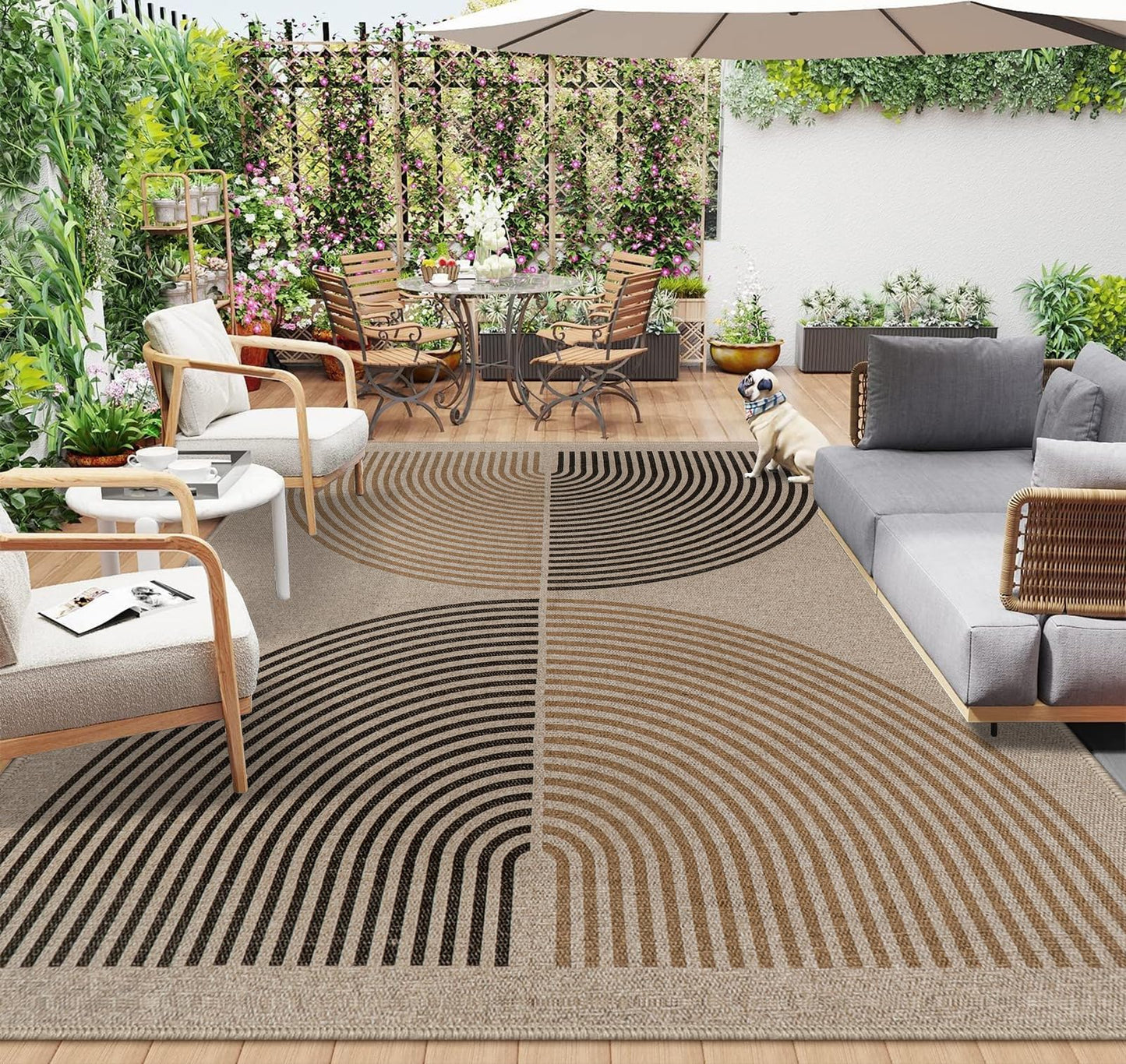 RUG ROBOT Modern Rainbow Easy Jute Rug, Patio Rug Washable Rugs for Entryway Farmhouse Area Rug, Non Slip Indoor Door Mat Contemporary Throw Rug for Laundry Guestroom Room Patio Decor