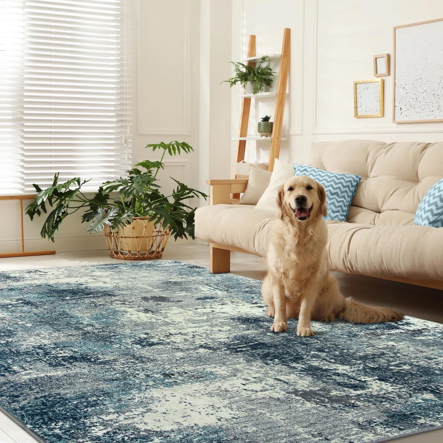 RUG ROBT Abstract Rug, Washable Bathroom Rug Non-Slip,Low-Pile Entryway Rug Indoor Mat,Soft Modern Throw Rug for Entrance Entry Kitchen Bedroom