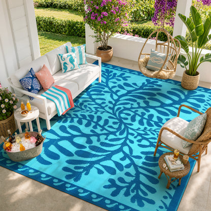 Wonnitar Outdoor Rug Patio Waterproof,Reversible Camping Rugs Plastic Straw Rv Rugs for Outside Under Awning,Portable Lightweight Carpet for Backyard
