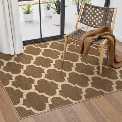 SUNDEREY Modern Geometric Area Rug,Large Washable Living Room Rug,Checkerboard Indoor Outdoor Carpet, Farmhouse Checkered Non Slip Black Carpet for Dining Room Table Apartment