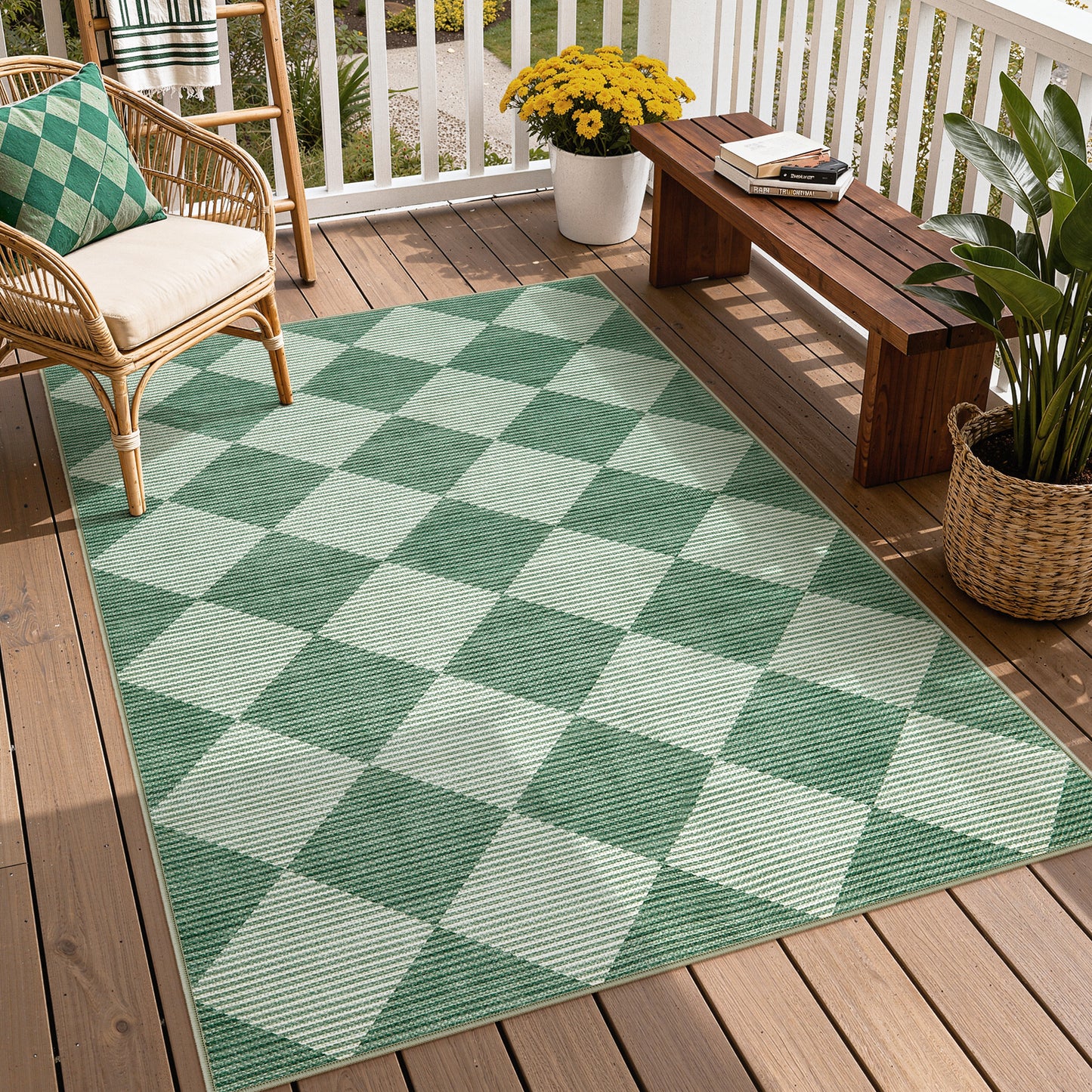 SUNDEREY Easy Jute Area Rugs for Entryway, Washable Non-Slip Modern Rugs for Living Room, Farmhouse Diamond Checkered Rug, Moroccan Soft Low Pile Carpet for Bedroom Office Dining Room