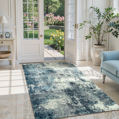 RUG ROBT Abstract Rug, Washable Bathroom Rug Non-Slip,Low-Pile Entryway Rug Indoor Mat,Soft Modern Throw Rug for Entrance Entry Kitchen Bedroom