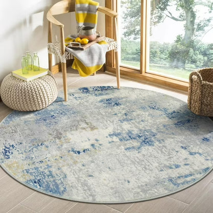 Moynesa Modern Abstract Round Rug,Gray Kitchen Rugs Soft Bedroom Circle Rugs Washable Living Room Mat, Contemporary Large Indoor Office Carpet for Mudroom Kitchen Apartment Basement