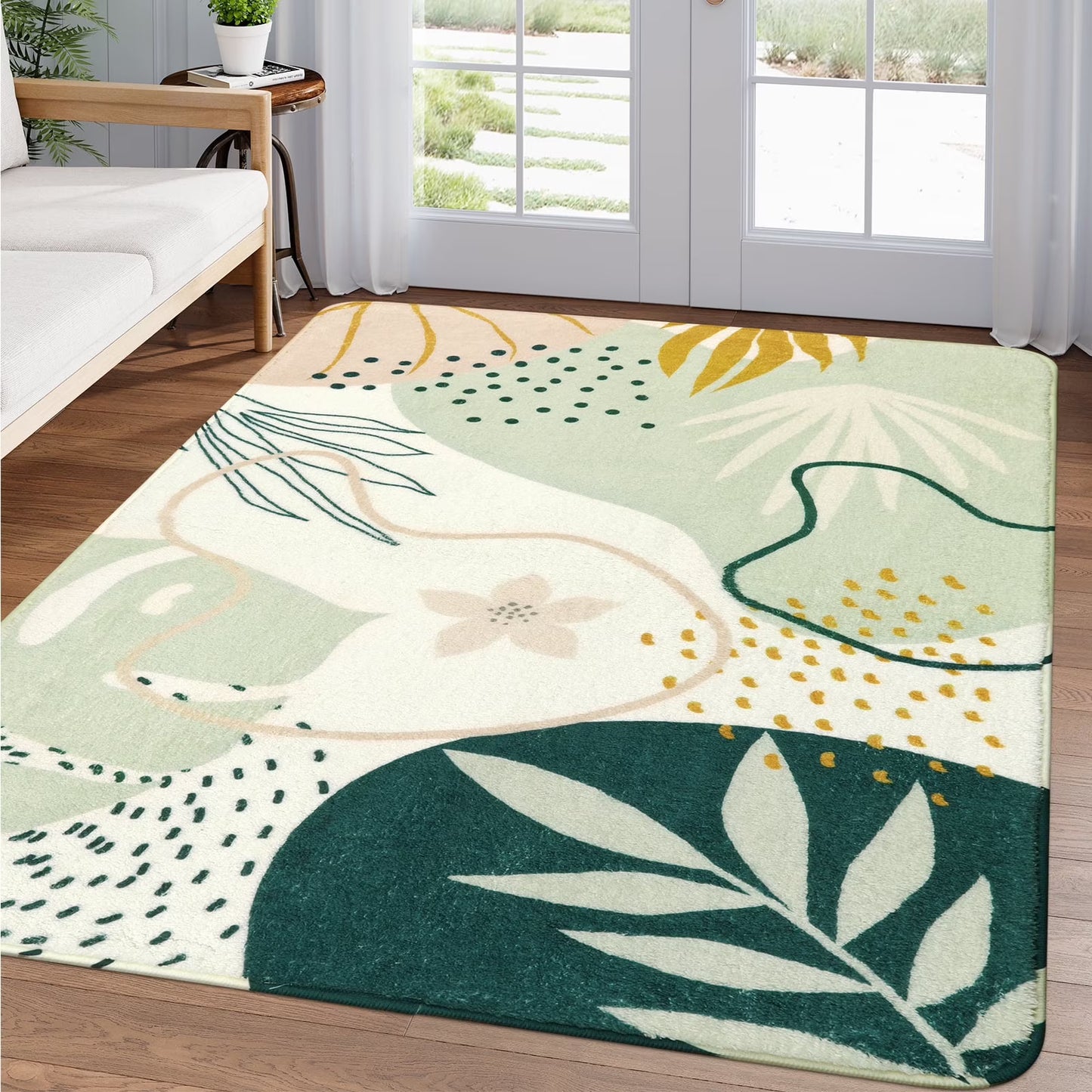 Moynesa Area Rugs for Living Room, Carpet for Bedroom Washable Non-Slip Boho Rug Throw Cute Soft Rug,Abstract Botanical Print Indoor Rugs for Kitchen Entryway Dining Room