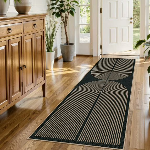 RUG ROBOT Modern Rainbow Easy Jute Rug, Patio Rug Washable Rugs for Entryway Farmhouse Area Rug, Non Slip Indoor Door Mat Contemporary Throw Rug for Laundry Guestroom Room Patio Decor