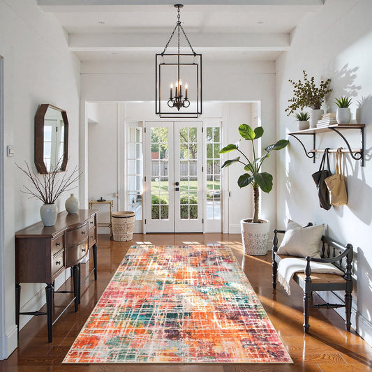 RUG ROBOT Abstract Living Room Rug, Soft Washable Area Rugs for Bedroom Non Slip, Ultra Thin Low Pile Modern Large Carpet for Dining Room Office Kitchen