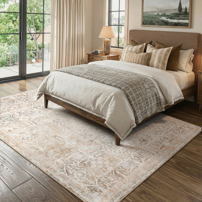 Lahome Area Rug for Living Room, Machine Washable Neutral Farmhouse Rugs for Bedroom, Soft Non-Slip Low Pile Indoor Floor Accent Carpet for Office Entryway Nursery Dining Room