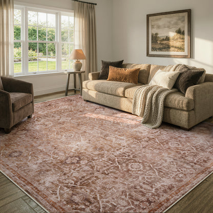 Lahome Area Rug for Living Room, Machine Washable Neutral Farmhouse Rugs for Bedroom, Soft Non-Slip Low Pile Indoor Floor Accent Carpet for Office Entryway Nursery Dining Room