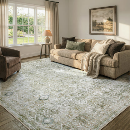 Lahome Area Rug for Living Room, Machine Washable Neutral Farmhouse Rugs for Bedroom, Soft Non-Slip Low Pile Indoor Floor Accent Carpet for Office Entryway Nursery Dining Room