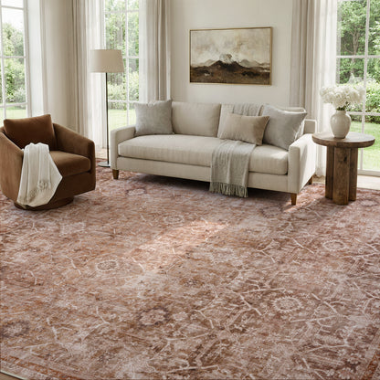Lahome Area Rug for Living Room, Machine Washable Neutral Farmhouse Rugs for Bedroom, Soft Non-Slip Low Pile Indoor Floor Accent Carpet for Office Entryway Nursery Dining Room