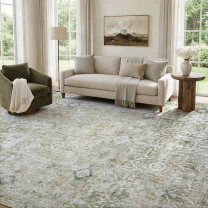 Lahome Area Rug for Living Room, Machine Washable Neutral Farmhouse Rugs for Bedroom, Soft Non-Slip Low Pile Indoor Floor Accent Carpet for Office Entryway Nursery Dining Room