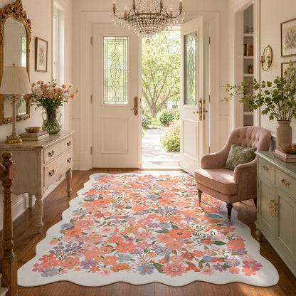 Lahome Floral Area Rug for Living Room ,Non Slip Rugs Machine Washable ,Indoor Floral Rug Low Pile Boho Rug for Bedroom Dining Room Office Farmhouse
