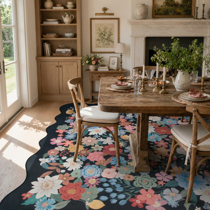 Lahome Floral Area Rug for Living Room ,Non Slip Rugs Machine Washable ,Indoor Floral Rug Low Pile Boho Rug for Bedroom Dining Room Office Farmhouse